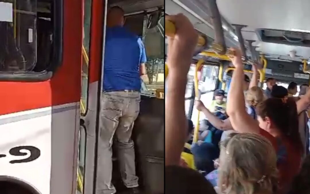 Caindo aos pedaços: passageiros passam perrengue com ônibus quebrado na Afonso Pena