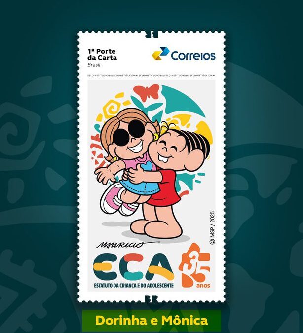 Correios lança selos em comemoração aos 35 anos do ECA em parceria com o Instituto Mauricio de Sousa
